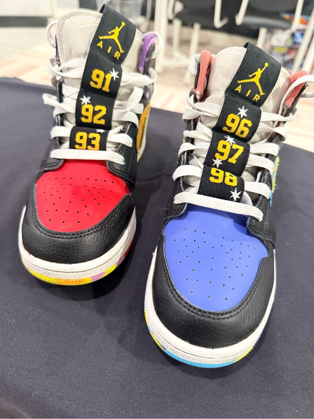 Nike Kids Multicolor High-Top Sneakers — Red & Blue Toe